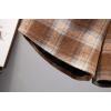 imagechouyatou Womens Winter Cute Elastic High Waisted Button Front Plaid Print Pleated Wool Wide Leg ShortsBrown