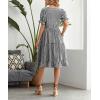 imagechouyatou Womens Y2k Plaid Babydoll Dress Puff Sleeve Ruffle Hem Short Dress Retro Gingham Swing Midi DressBlack
