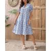 imagechouyatou Womens Y2k Plaid Babydoll Dress Puff Sleeve Ruffle Hem Short Dress Retro Gingham Swing Midi DressBlue