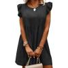imagechouyatou Womens Denim Ruffle Flutter Sleeve Mini Dress Y2k Swing Baydoll Tunic Short Jean DressGray