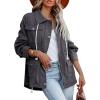 imagechouyatou Womens Fall Casual Military Anorak Jackets Zip Up Lightweight Safari Utility Coat Outwear with DrawstringGrey