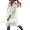 imagechouyatou Womens Long Sleeveless Quilted Puffer Vest Side Zipper Hooded Jacket CoatWhite