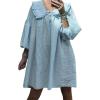 imagechouyatou Womens Puff Sleeve Babydoll Dress Cute Gingham Peter Pan Collar Shift Plaid Mini Short DressAzure
