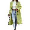 imagechouyatou Womens Winter Casual Sherpa Midi Long Coat Fuzzy Faux Fur Fleece Dressy Jacket Trench CoatAvocado Green