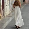 imagechouyatou Womens Criss Cross Halter Neck Dress Sleeveless Sexy Backless Boho Maxi Long Cotton Linen DressWhite