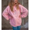 imagechouyatou Womens Cute Flower Embroidery Pullover Hoodies Y2k Casual Graphic Hooded Sweatshirt Jacket TopsPink