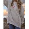 imagechouyatou Womens Cute Flower Embroidery Pullover Hoodies Y2k Casual Graphic Hooded Sweatshirt Jacket TopsWhite