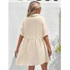 imagechouyatou Womens Summer Linen Button Front Shirt Dresses Casual Babydoll Cute Cotton Lapel Midi DressBeige