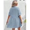 imagechouyatou Womens Summer Linen Button Front Shirt Dresses Casual Babydoll Cute Cotton Lapel Midi DressBlue