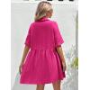 imagechouyatou Womens Summer Linen Button Front Shirt Dresses Casual Babydoll Cute Cotton Lapel Midi DressFuchsia