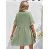 imagechouyatou Womens Summer Linen Button Front Shirt Dresses Casual Babydoll Cute Cotton Lapel Midi DressGreen