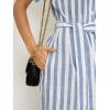 imagechouyatou Womens Summer Short Sleeve Striped Shirt Dress Beach Maxi Long Belted Casual Button Down DressLight Blue