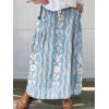 imagechouyatou Womens Vertical Striped High Waist Maxi Skirt Vintage Floral Cotton Linen Long Skirt with PocketsFlower