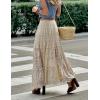 imagechouyatou Womens Western Floral Lace Crochet Knit Maxi Boho Skirt ALine Eyelet Hippie Flowy Long SkirtBeige