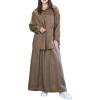 imagechouyatou Womens Cotton Linen 2 Piece Outfits Button Down Oversized Shirt and Elastic Waist Maxi Long Skirt SetKhaki
