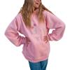 imagechouyatou Womens Cute Flower Embroidery Pullover Hoodies Y2k Casual Graphic Hooded Sweatshirt Jacket TopsPink