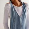imagechouyatou Womens Casual Adjustable Strap Wide Leg Bib Denim Overalls Baggy Jean Romper Shorts with PocketsLight Blue