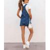 imagechouyatou Womens Cute Suspender Strap Denim Overall Mini Dress Boho Floral Pattern Short Jean DressBlue