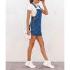 imagechouyatou Womens Cute Suspender Strap Denim Overall Mini Dress Boho Floral Pattern Short Jean DressBlue