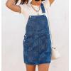 imagechouyatou Womens Cute Suspender Strap Denim Overall Mini Dress Boho Floral Pattern Short Jean DressBlue