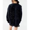 imagechouyatou Womens Elegant Polka Dot Sweatshirt Y2k Bow Printed Loose Fit Oversized Pullover TopsBlack