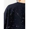 imagechouyatou Womens Elegant Polka Dot Sweatshirt Y2k Bow Printed Loose Fit Oversized Pullover TopsBlack