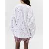 imagechouyatou Womens Elegant Polka Dot Sweatshirt Y2k Bow Printed Loose Fit Oversized Pullover TopsWhite
