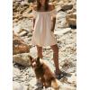 imagechouyatou Womens Summer Square Neck Tunic Dress Short Puff Sleeve Shirred ALine Mini Babydoll DressApricot