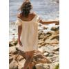 imagechouyatou Womens Summer Square Neck Tunic Dress Short Puff Sleeve Shirred ALine Mini Babydoll DressApricot