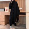 imagechouyatou Womens Warm Winter Stand Collar Cardigan Sweater Button Down Loose Oversized Mid Long Knit CoatBlack