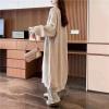 imagechouyatou Womens Warm Winter Stand Collar Cardigan Sweater Button Down Loose Oversized Mid Long Knit CoatKhaki