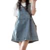 imagechouyatou Womens Adjustable Strap Mini Denim Overall Dress Cute Babydoll ALine Short Jumper Jean DressBlue