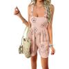 imagechouyatou Womens Cute Flower Suspender Strap Overalls Shorts Bib Wide Leg Jumpsuit Rompers with PocketsPink