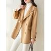 imagechouyatou Womens Elegant Casual Business Wool Trench Coat Loose Double Breasted Dressy Blazer Pea CoatLight Brown