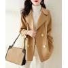 imagechouyatou Womens Elegant Casual Business Wool Trench Coat Loose Double Breasted Dressy Blazer Pea CoatLight Brown