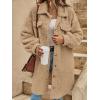 imagechouyatou Womens Fall Button Down Sherpa Shacket Fleece Jacket Long Casual Bofriend Fuzzy Winter CoatCamel