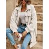 imagechouyatou Womens Fall Button Down Sherpa Shacket Fleece Jacket Long Casual Bofriend Fuzzy Winter CoatOffwhite