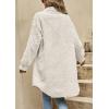 imagechouyatou Womens Fall Button Down Sherpa Shacket Fleece Jacket Long Casual Bofriend Fuzzy Winter CoatOffwhite