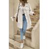 imagechouyatou Womens Fall Button Down Sherpa Shacket Fleece Jacket Long Casual Bofriend Fuzzy Winter CoatOffwhite