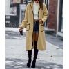 imagechouyatou Womens Fall Winter Open Front Fuzzy Sherpa Fleece Maxi Coat Duster Cardigan JacketKhaki