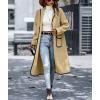 imagechouyatou Womens Fall Winter Open Front Fuzzy Sherpa Fleece Maxi Coat Duster Cardigan JacketKhaki