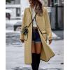 imagechouyatou Womens Fall Winter Open Front Fuzzy Sherpa Fleece Maxi Coat Duster Cardigan JacketKhaki