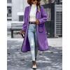 imagechouyatou Womens Fall Winter Open Front Fuzzy Sherpa Fleece Maxi Coat Duster Cardigan JacketPurple
