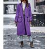 imagechouyatou Womens Fall Winter Open Front Fuzzy Sherpa Fleece Maxi Coat Duster Cardigan JacketPurple