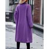 imagechouyatou Womens Fall Winter Open Front Fuzzy Sherpa Fleece Maxi Coat Duster Cardigan JacketPurple
