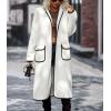 imagechouyatou Womens Fall Winter Open Front Fuzzy Sherpa Fleece Maxi Coat Duster Cardigan JacketWhite