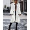 imagechouyatou Womens Fall Winter Open Front Fuzzy Sherpa Fleece Maxi Coat Duster Cardigan JacketWhite