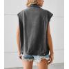 imagechouyatou Womens Notched Lapel Button Down Denim Vest Sleeveless Oversized Jean Jacket Coat with PocketsBlack Gray