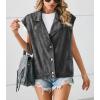 imagechouyatou Womens Notched Lapel Button Down Denim Vest Sleeveless Oversized Jean Jacket Coat with PocketsBlack Gray
