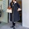 imagechouyatou Womens Warm Winter Windproof Sherpa Fleece Lined Long Denim Coat Trucker Jean Jacket OvercoatBlack